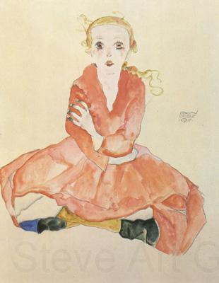 Egon Schiele Seated Girl Facing Front (mk12) Germany oil painting art